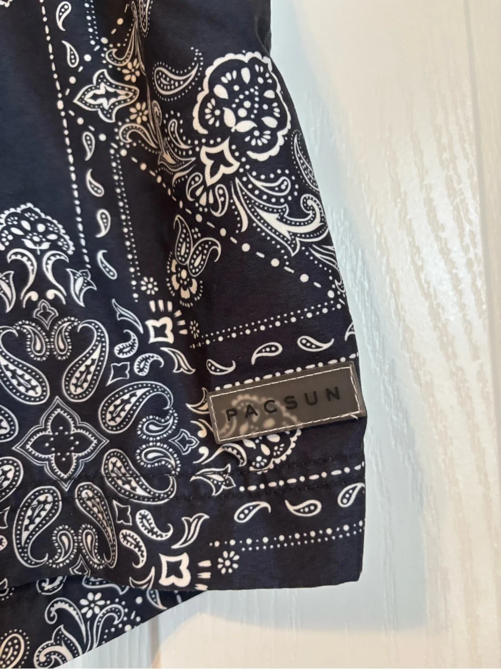 Pacsun Men's White Mesh Athletic Shorts with Navy Paisley trim